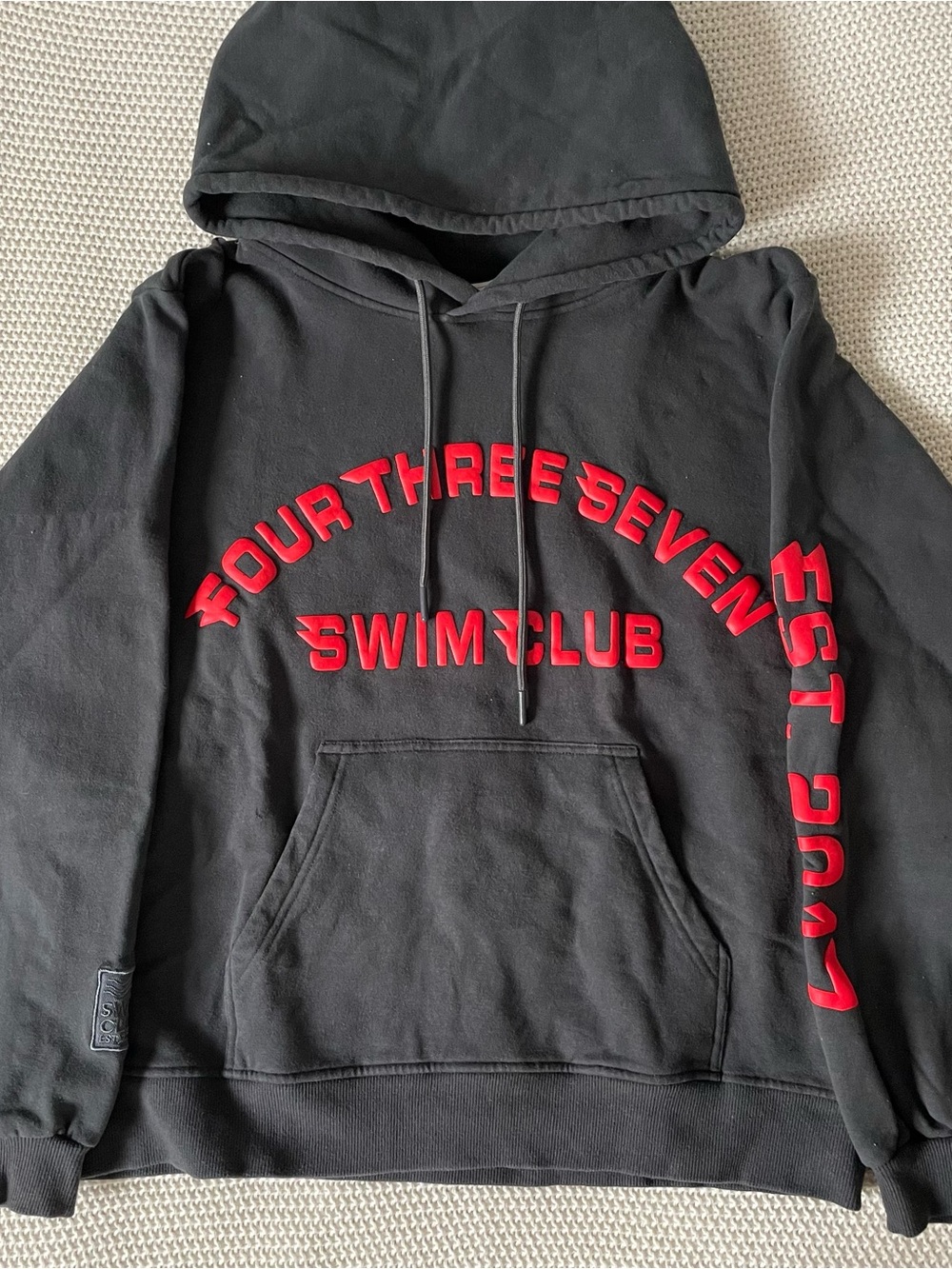 437 Swim Club Grey and Red Hoodie
